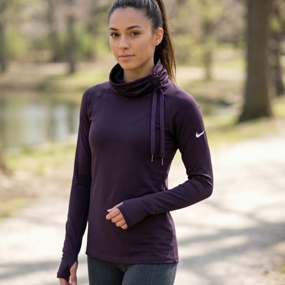 Nike Sweaters - Nike Therma-FIT Cowl Neck Running Top - Eggplant/Plum - Size Large